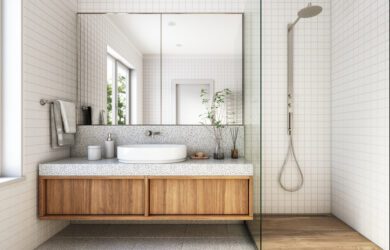 Bathroom remodeling in Orlando, FL by Property Fixology — modern renovated bathroom with a tiled walk-in shower and new vanity